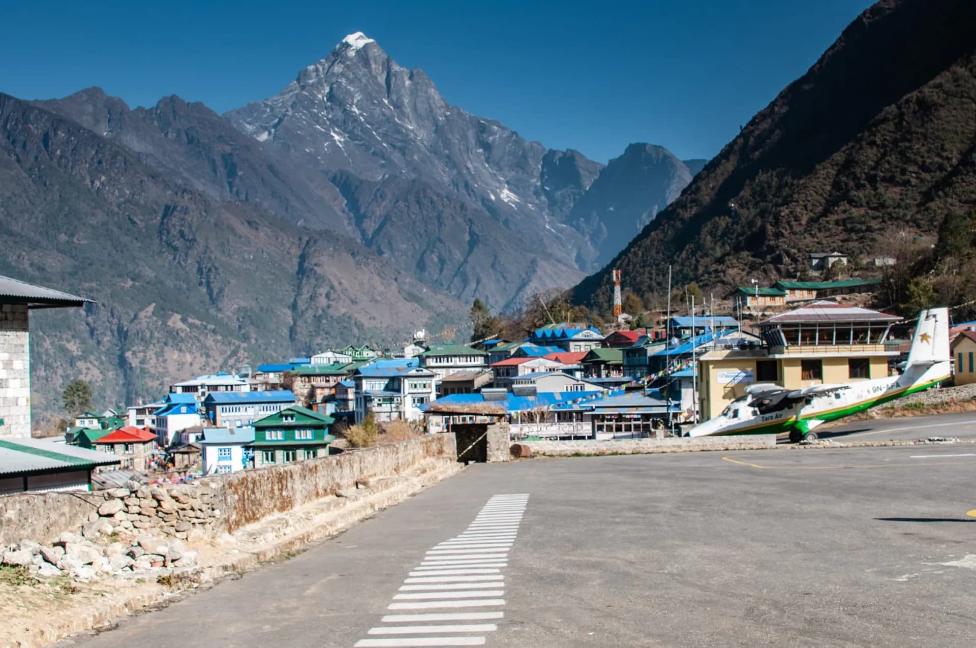 plane taking off lukla airport nepal