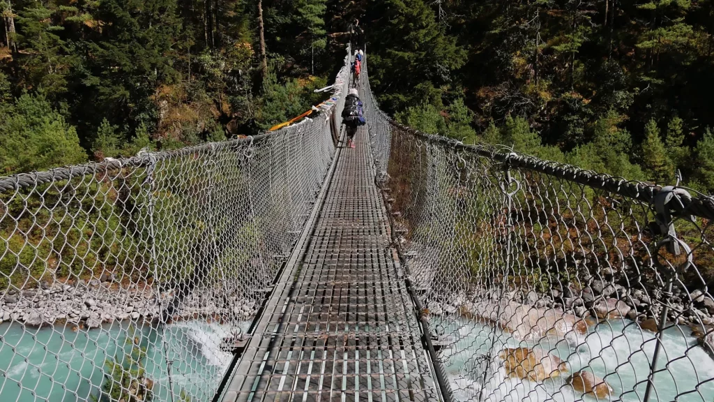 Typical suspension bridges on dudhkoshi river